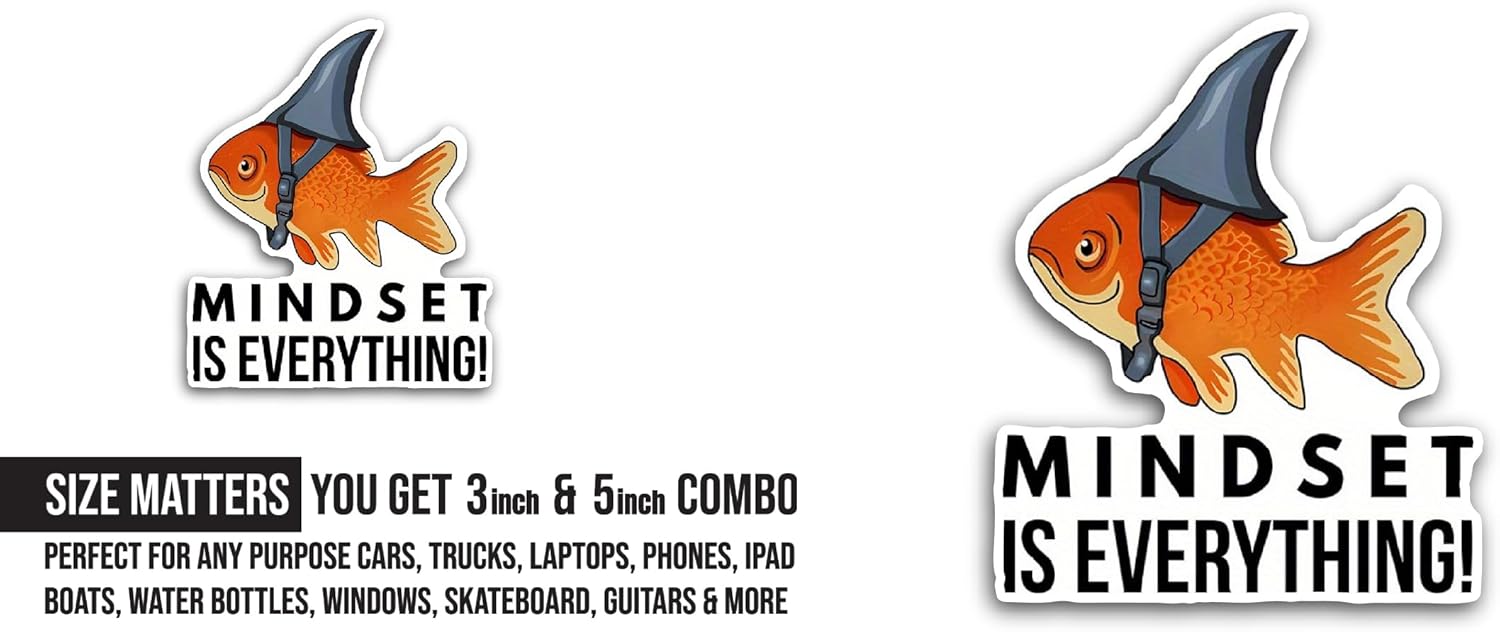 2 (Pieces) 3" and 5" Mindset is Everything Sticker, Waterproof Vinyl Decals for Many Purpose Like Cars, Trucks, Laptops, Phones, Windows and More