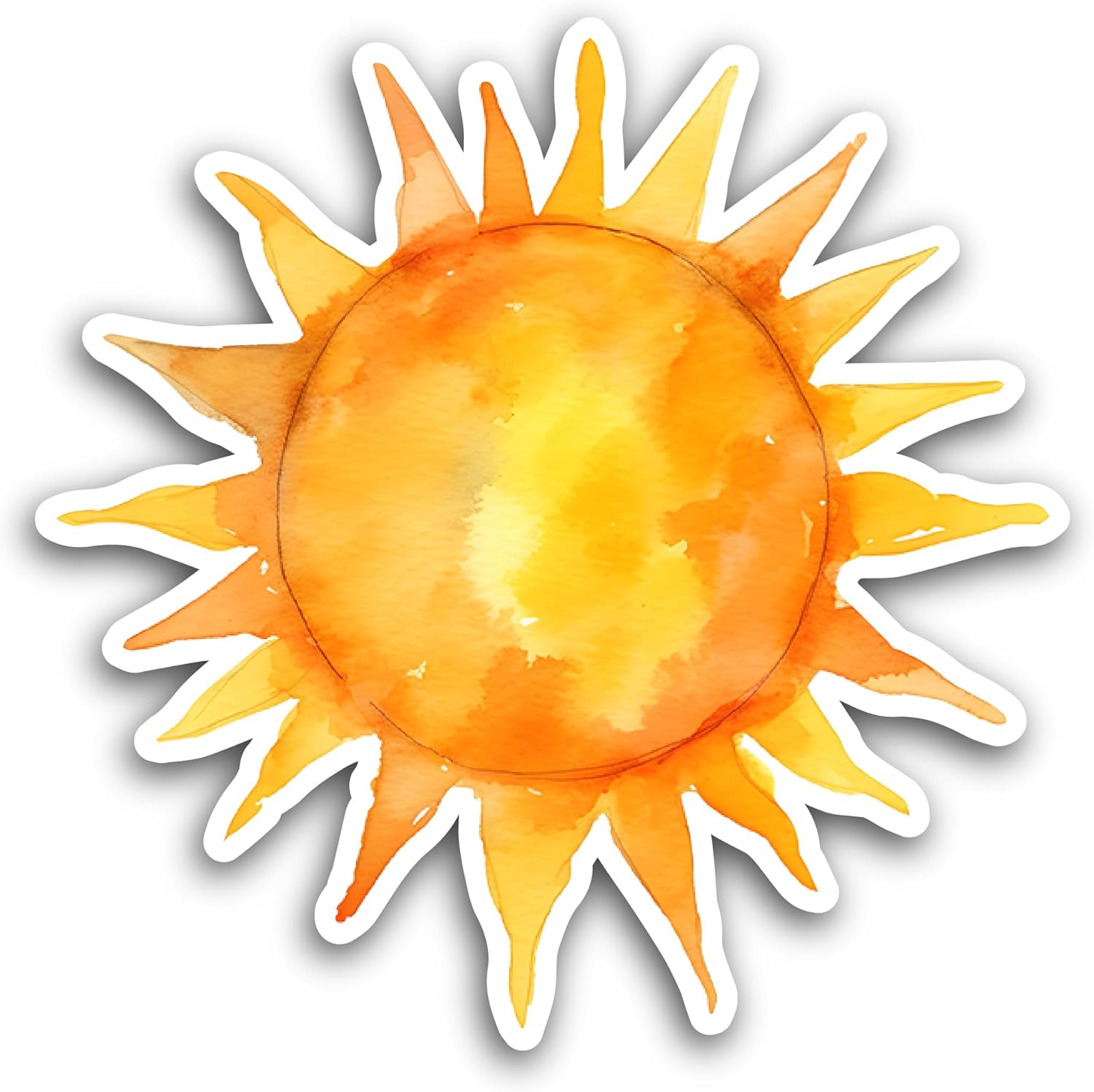 2 (Pieces) 3" and 5" Yellow Bright Sun Sticker, Waterproof Vinyl Decals for Many Purpose Like Cars, Trucks, Laptops, Phones, Windows and More