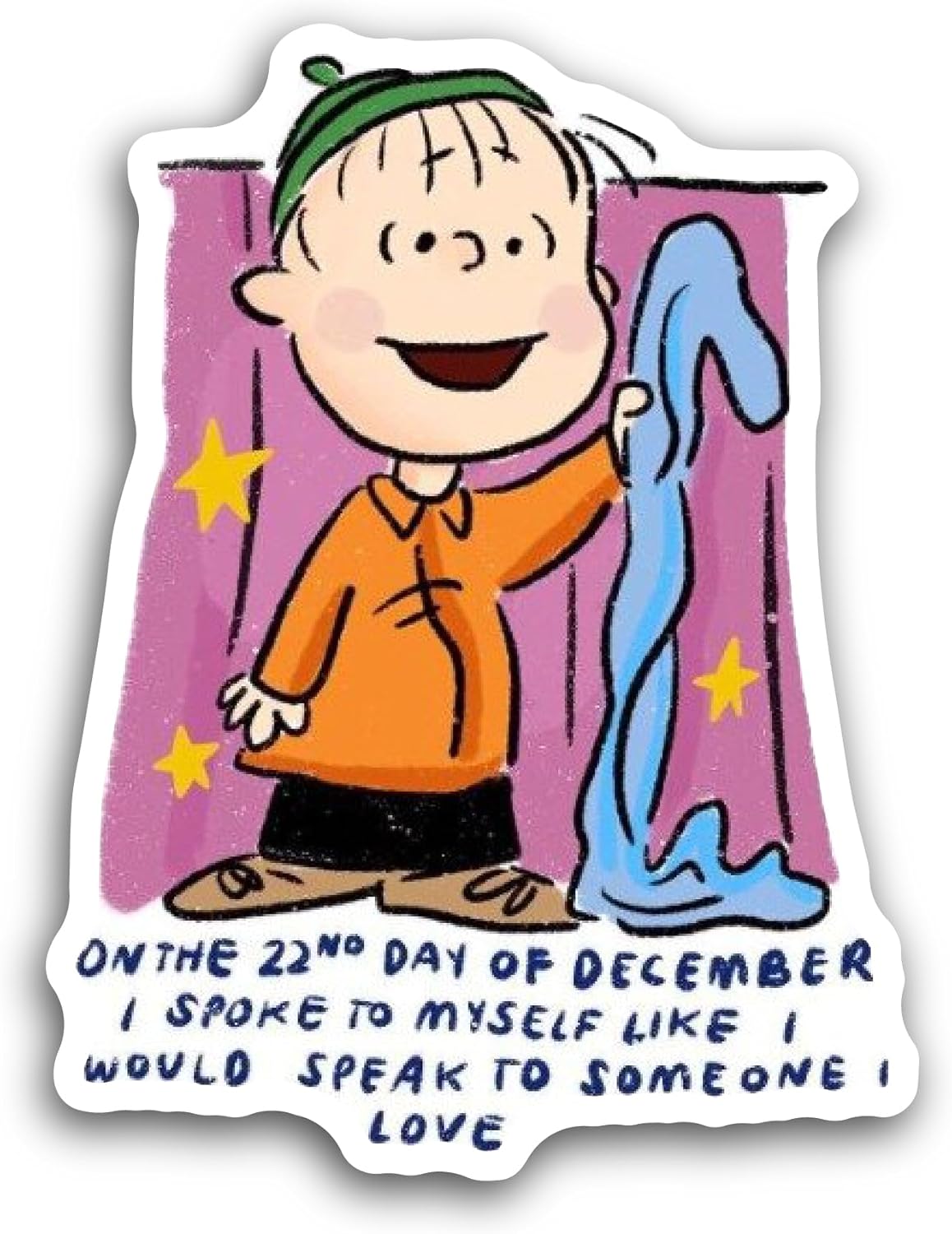2 (Pieces) 3" and 5" Boy Holding Blanket Sticker, Waterproof Vinyl Decals for Many Purpose Like Cars, Trucks, Laptops, Phones, Windows and More