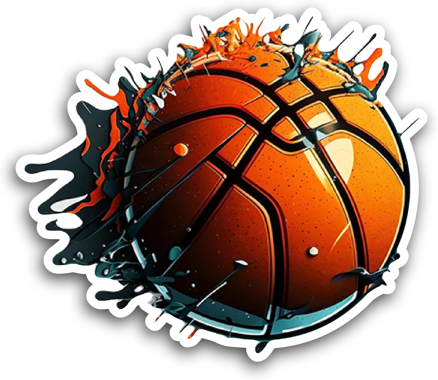 2 (Pieces) 3" and 5" Orange Basketball Sticker, Waterproof Vinyl Decals for Many Purpose Like Cars, Trucks, Laptops, Phones, Windows and More