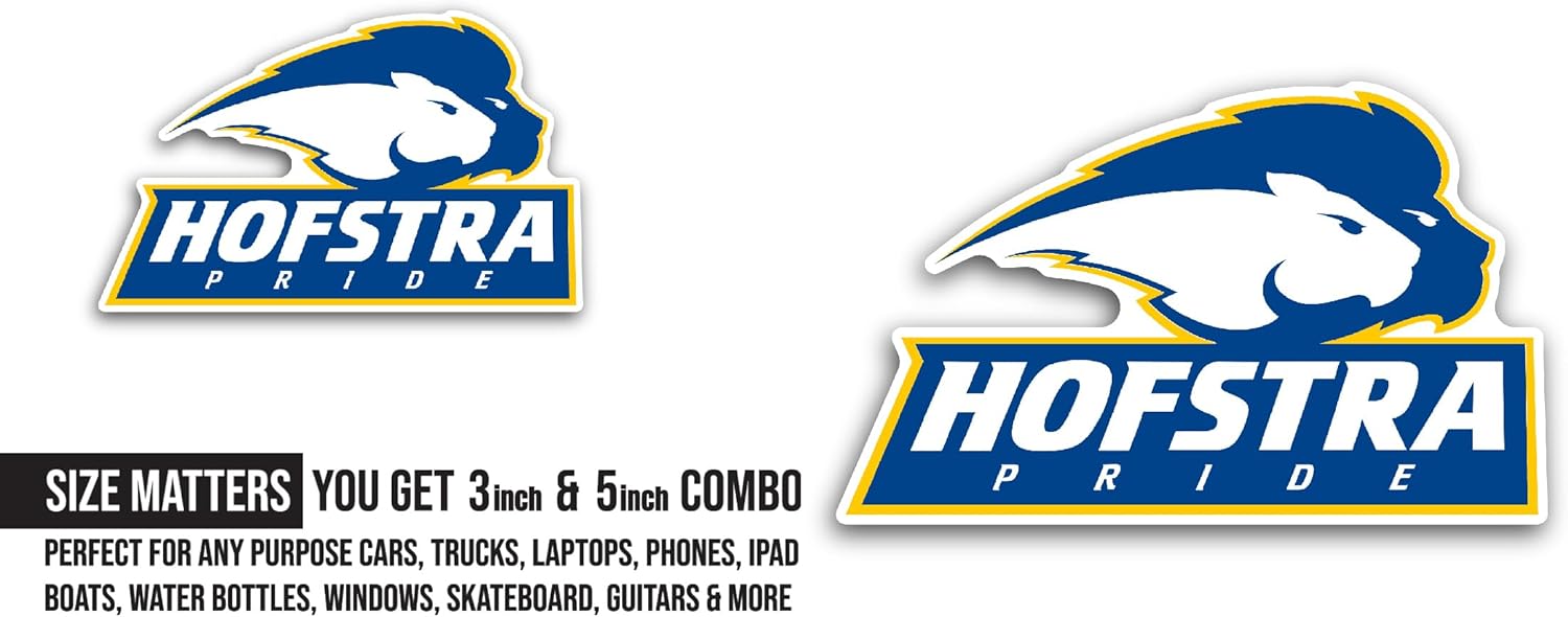 2 (Pieces) 3" and 5" H0fstra Pride Sticker, Waterproof Vinyl Decals for Many Purpose Like Cars, Trucks, Laptops, Phones, Windows and More