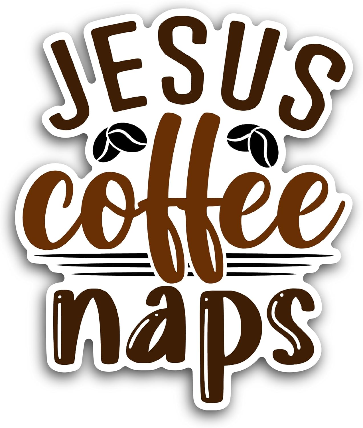 2 (Pieces) 3" and 5" Jesus Coffee Naps Sticker, Waterproof Vinyl Decals for Many Purpose Like Cars, Trucks, Laptops, Phones, Windows and More