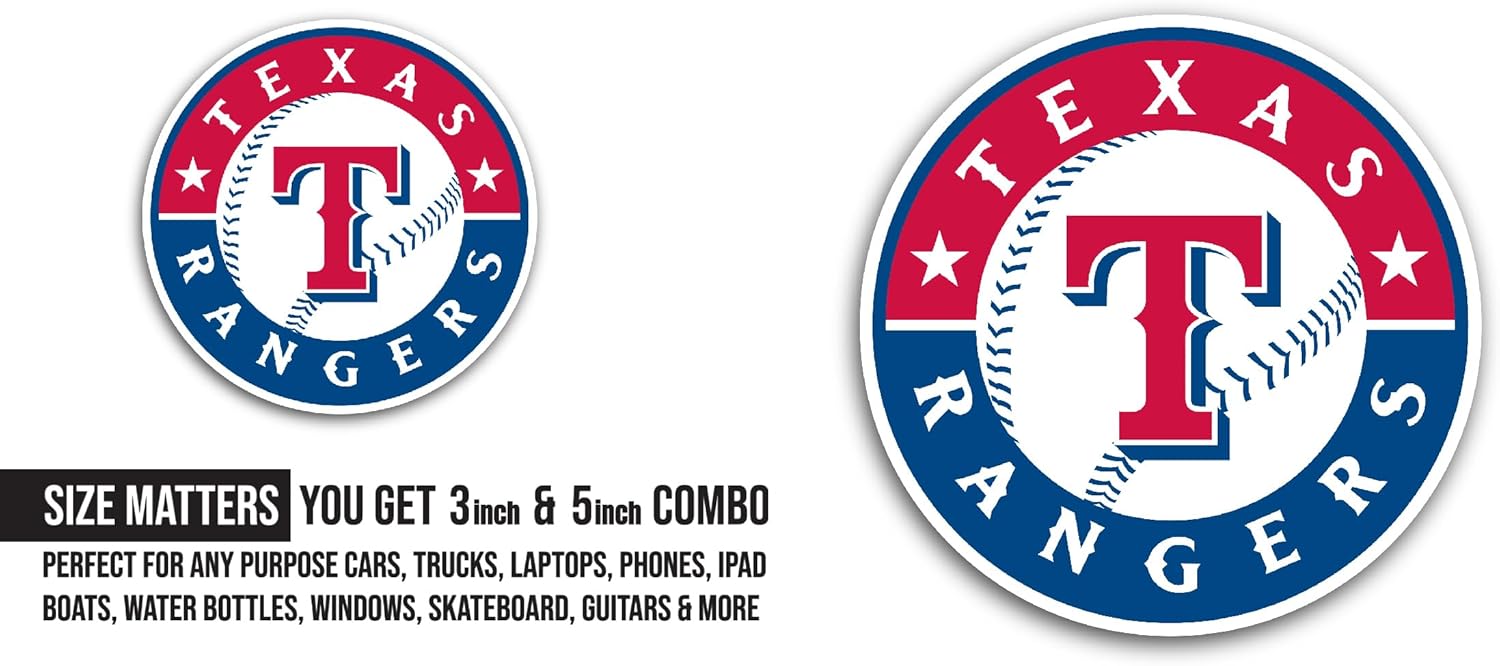 2 (Pieces) 3" and 5" T3xas Rang3rs Baseball Logo Decal Sticker, Waterproof Vinyl Decals for Many Purpose Like Cars, Trucks, Laptops, Phones, Windows and More