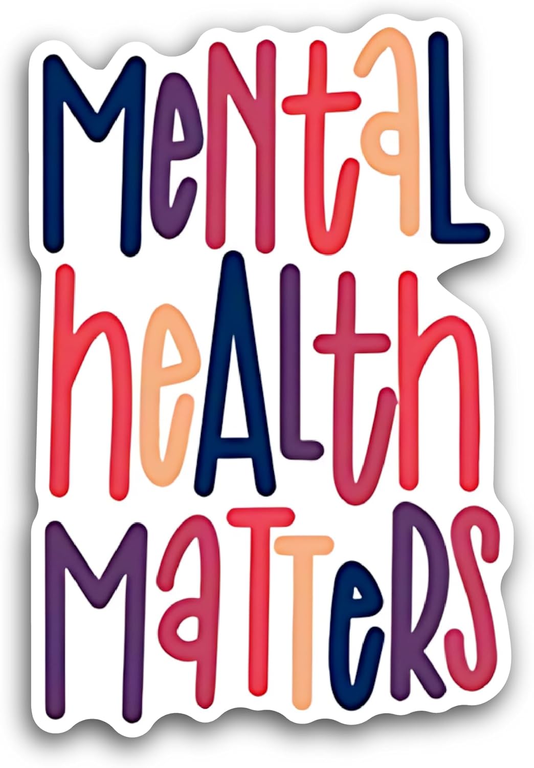 2 (Pieces) 3" and 5" Mental Health Matters Colorful Text Sticker, Waterproof Vinyl Decals for Many Purpose Like Cars, Trucks, Laptops, Phones, Windows and More