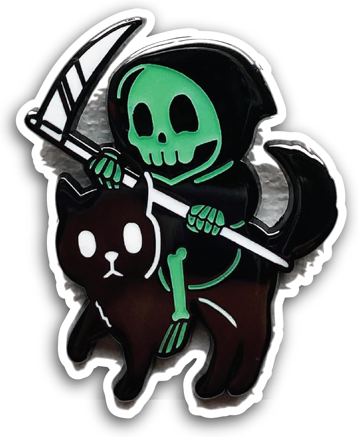 2 (Pieces) 3" and 5" Grim Reaper with Cat Sticker, Waterproof Vinyl Decals for Many Purpose Like Cars, Trucks, Laptops, Phones, Windows and More