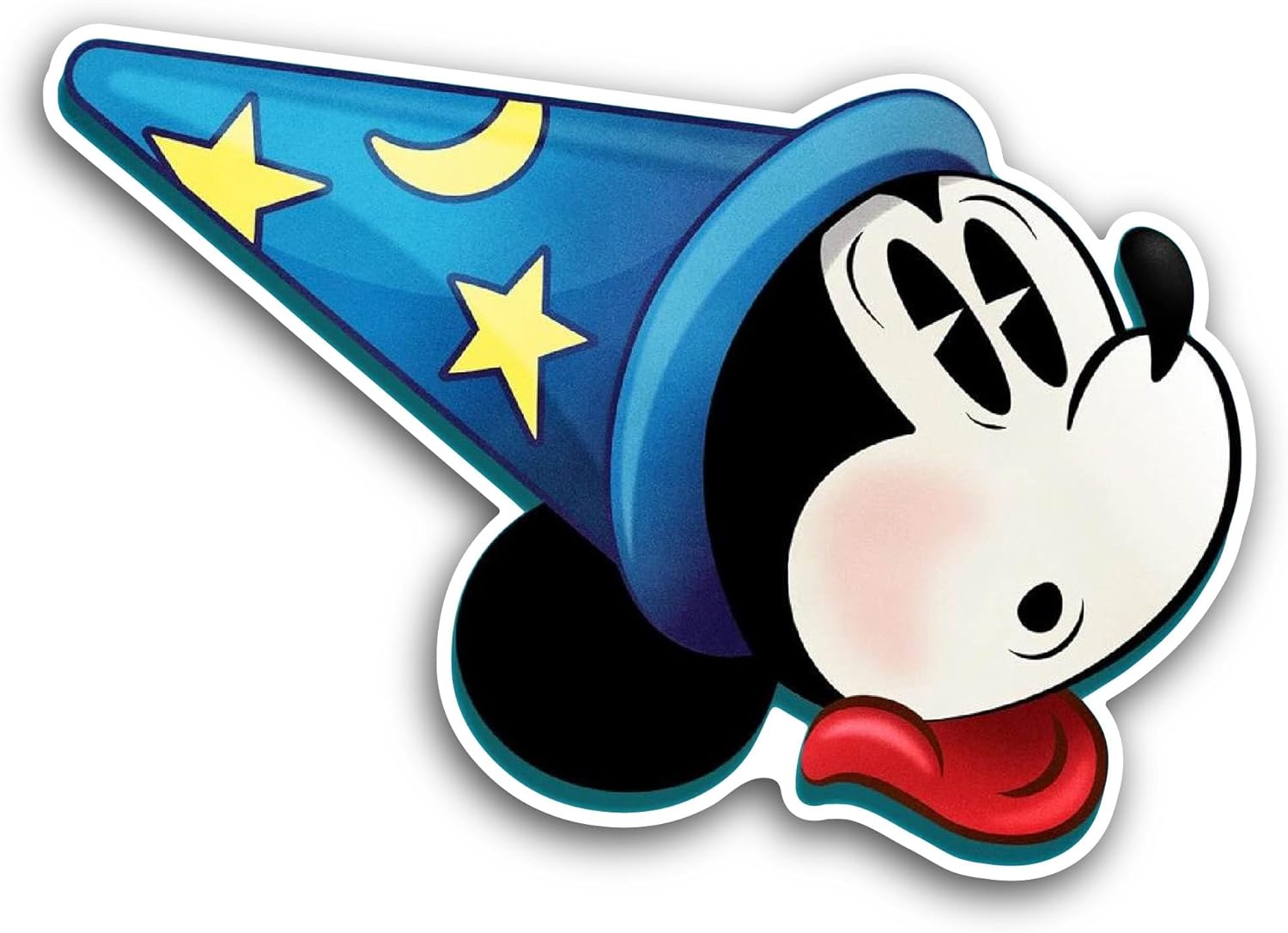 2 (Pieces) 3" and 5" Mouse with Tall Hat Sticker, Waterproof Vinyl Decals for Many Purpose Like Cars, Trucks, Laptops, Phones, Windows and More