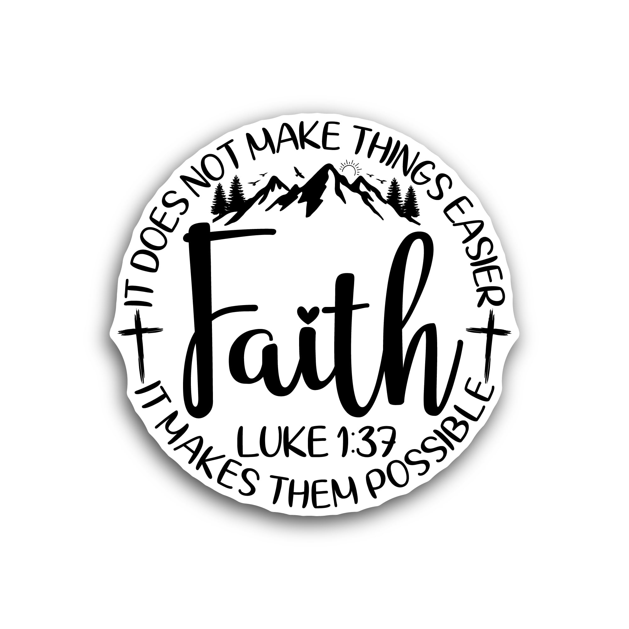 2 (Pieces) 3" and 5" Faith Does Not Make Things Easier Sticker, Waterproof Vinyl Decals for Many Pur