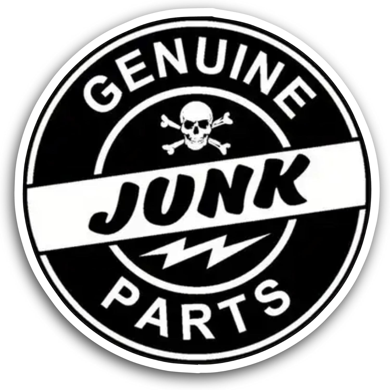 2 (Pieces) 3" and 5" Genuine Junk Parts Sticker, Waterproof Vinyl Decals for Many Purpose Like Cars, Trucks, Laptops, Phones, Windows and More