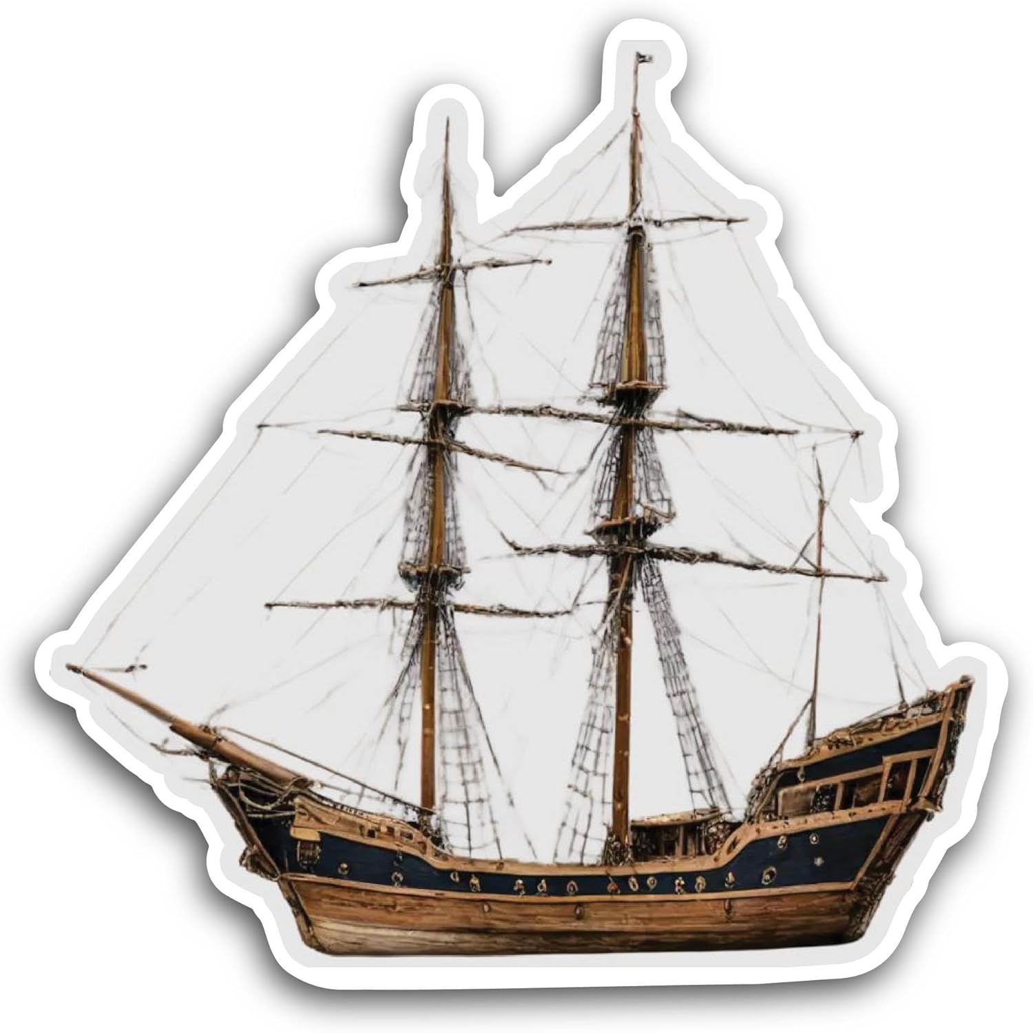 2 (Pieces) 3" and 5" Ship Sticker, Waterproof Vinyl Decals for Many Purpose Like Cars, Trucks, Laptops, Phones, Windows and More
