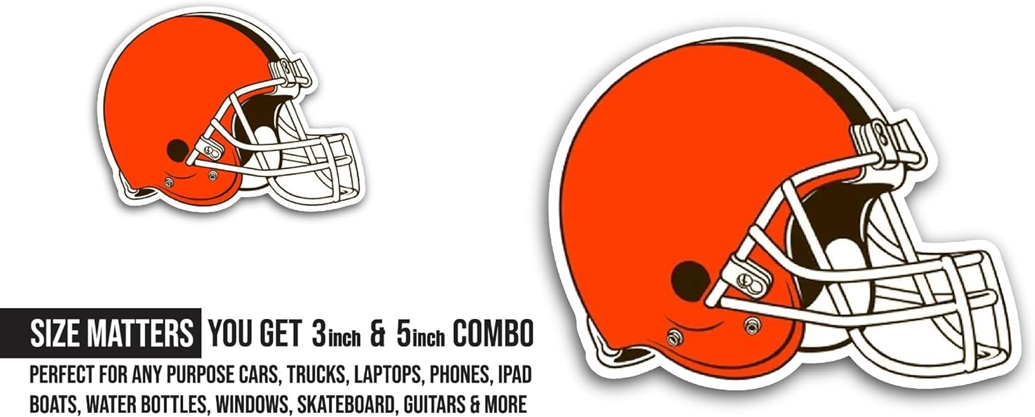 2 (Pieces) 3" and 5" Cleveland Br0wns Decal Sticker, Waterproof Vinyl Decals for Many Purpose Like Cars, Trucks, Laptops, Phones, Windows and More