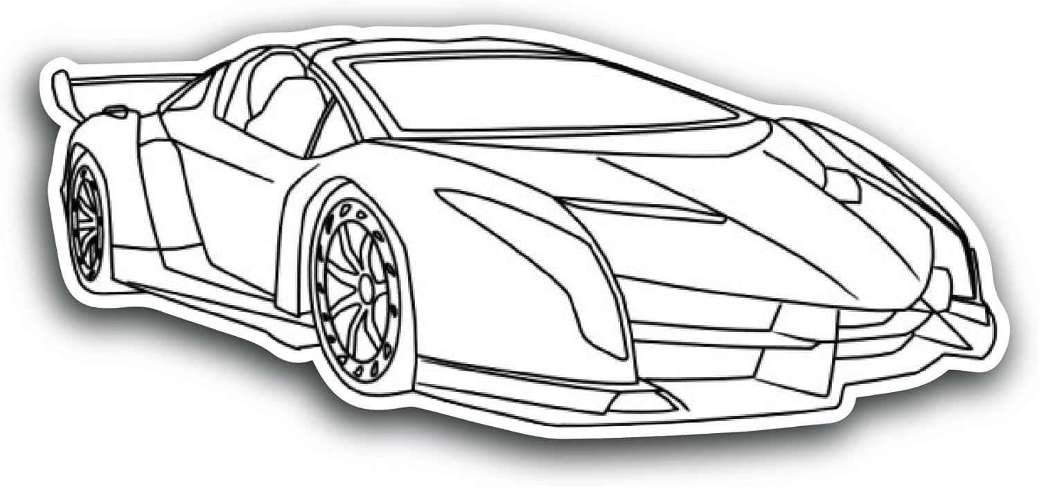 2 (Pieces) 3" and 5" Sports Car Sticker, Waterproof Vinyl Decals for Many Purpose Like Cars, Trucks, Laptops, Phones, Windows and More