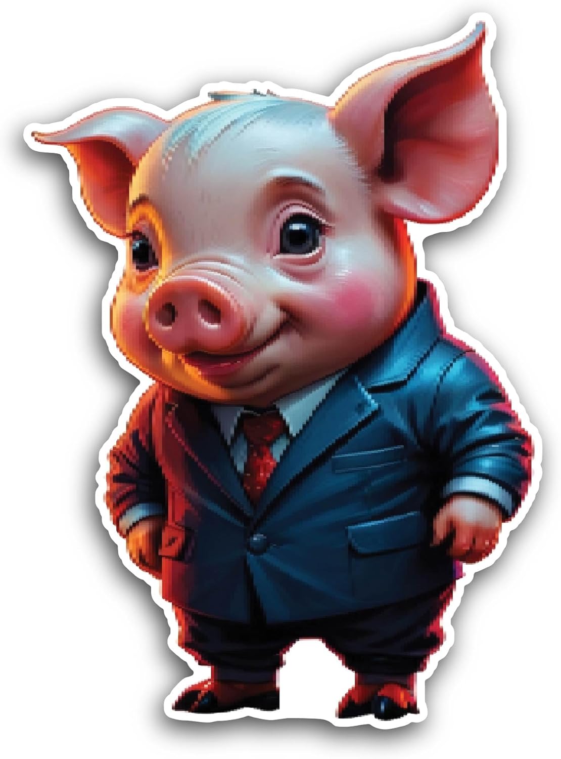 2 (Pieces) 3" and 5" Piglet in Business Suit Sticker, Waterproof Vinyl Decals for Many Purpose Like Cars, Trucks, Laptops, Phones, Windows and More
