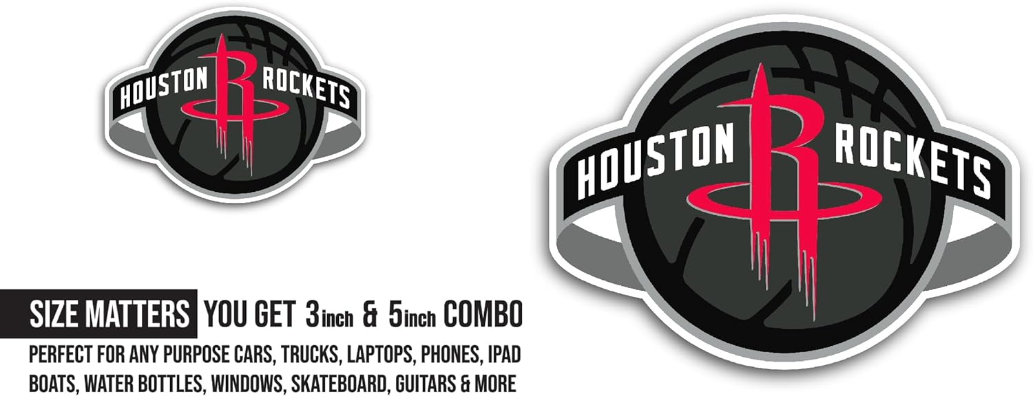 2 (Pieces) 3" and 5" H0uston Rockets Decal Sticker, Waterproof Vinyl Decals for Many Purpose Like Cars, Trucks, Laptops, Phones, Windows and More
