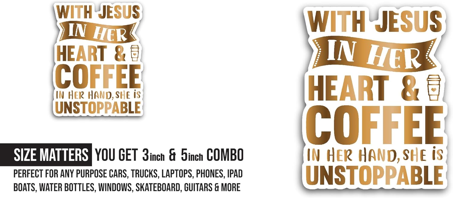 2 (Pieces) 3" and 5" with Jesus Sticker, Waterproof Vinyl Decals for Many Purpose Like Cars, Trucks, Laptops, Phones, Windows and More