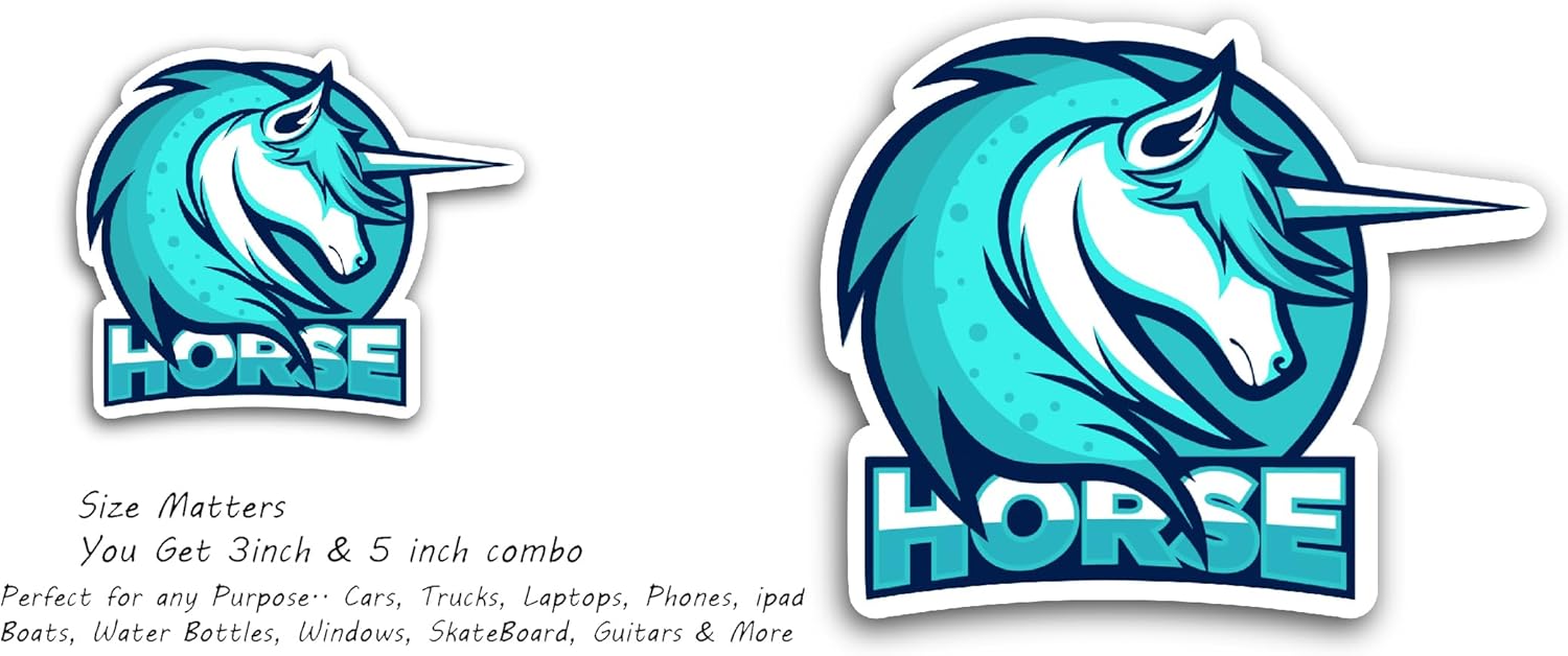 2 (Pieces) 3" and 5" Horse Decal Stickers, Waterproof Vinyl Decals for Many Purpose Like Cars, Trucks, Laptops, Phones, Windows and More