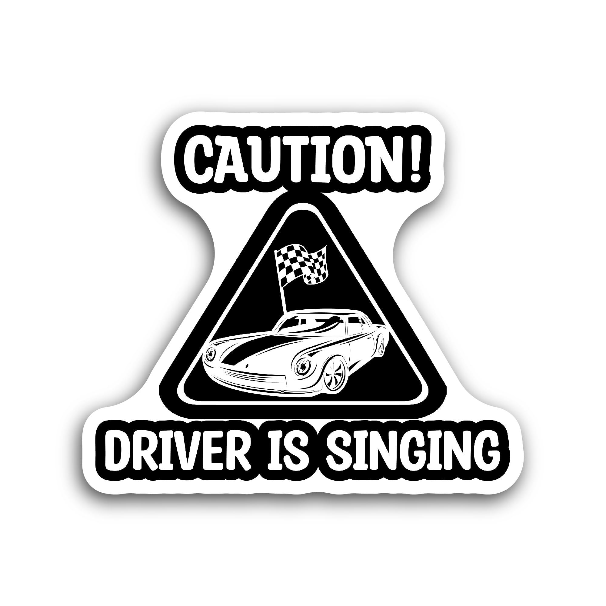 2 (Pieces) 3" and 5" Caution Driver is Singing Sticker, Waterproof Vinyl Decals for Many Purpose Lik