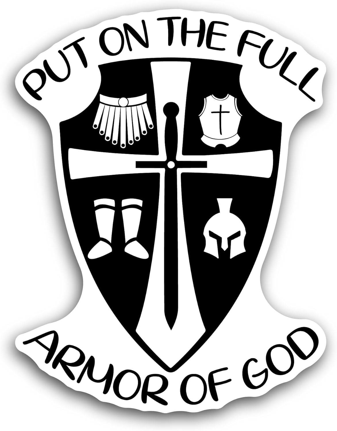 2 (Pieces) 3" and 5" Armor of God Sticker, Waterproof Vinyl Decals for Many Purpose Like Cars, Trucks, Laptops, Phones, Windows and More