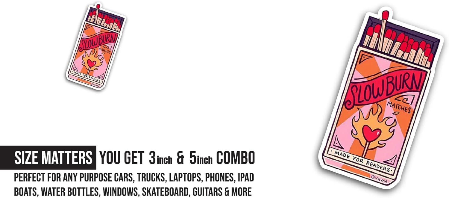 2 (Pieces) 3" and 5" Slow Burn Sticker, Waterproof Vinyl Decals for Many Purpose Like Cars, Trucks, Laptops, Phones, Windows and More