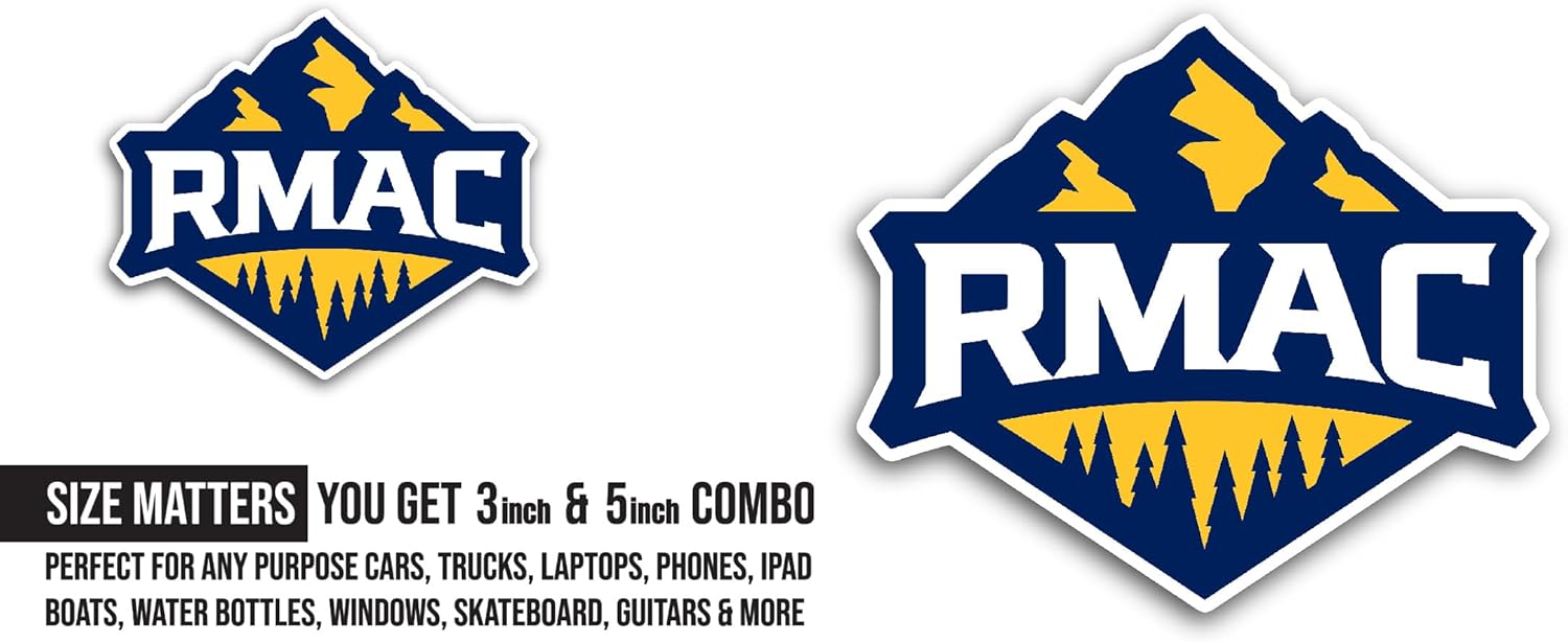 2 (Pieces) 3" and 5" R0cky Mountain Athletic Conference Sticker, Waterproof Vinyl Decals for Many Purpose Like Cars, Trucks, Laptops, Phones, Windows and More