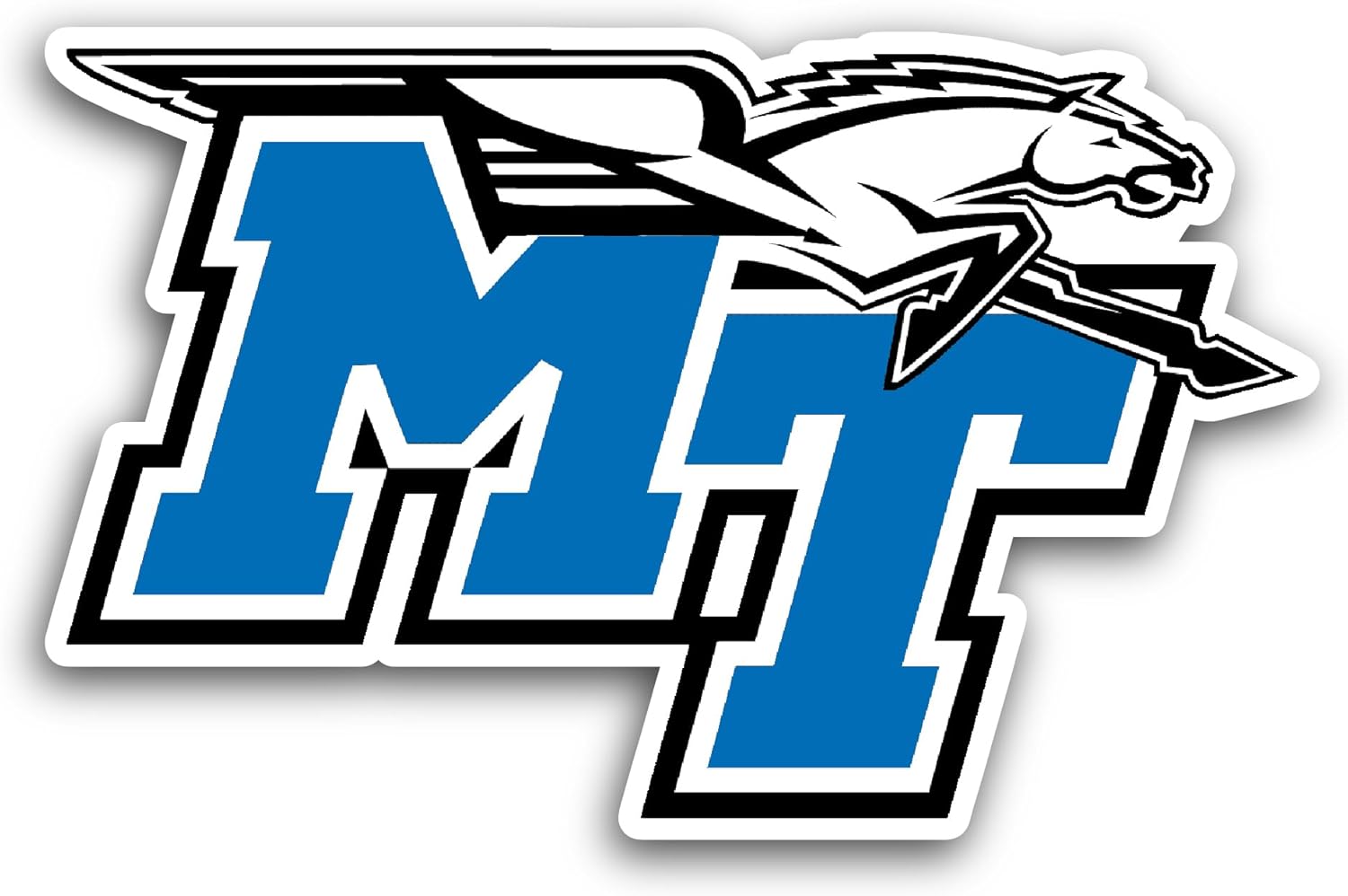 2 (Pieces) 3" and 5" Middle Tennessee Blue R@iders Sticker, Waterproof Vinyl Decals for Many Purpose Like Cars, Trucks, Laptops, Phones, Windows and More