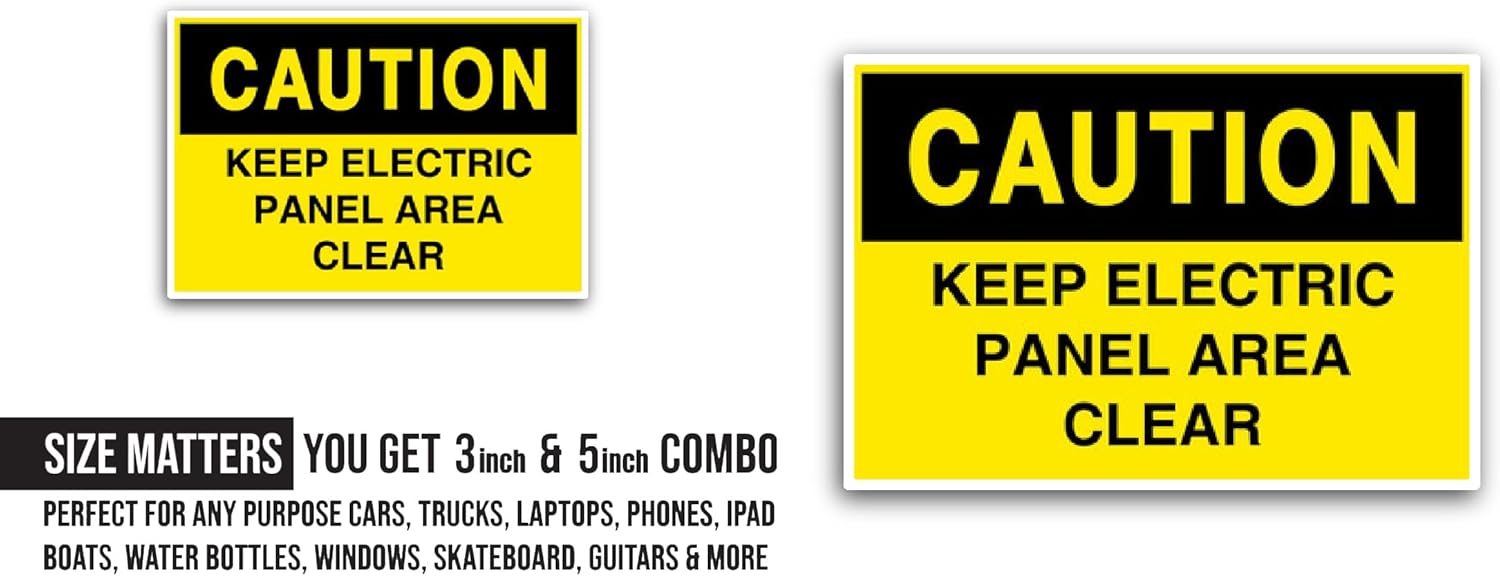 2 (Pieces) 3" and 5" Keep Electrical Panel Clear Sticker, Waterproof Vinyl Decals for Many Purpose Like Cars, Trucks, Laptops, Phones, Windows and More