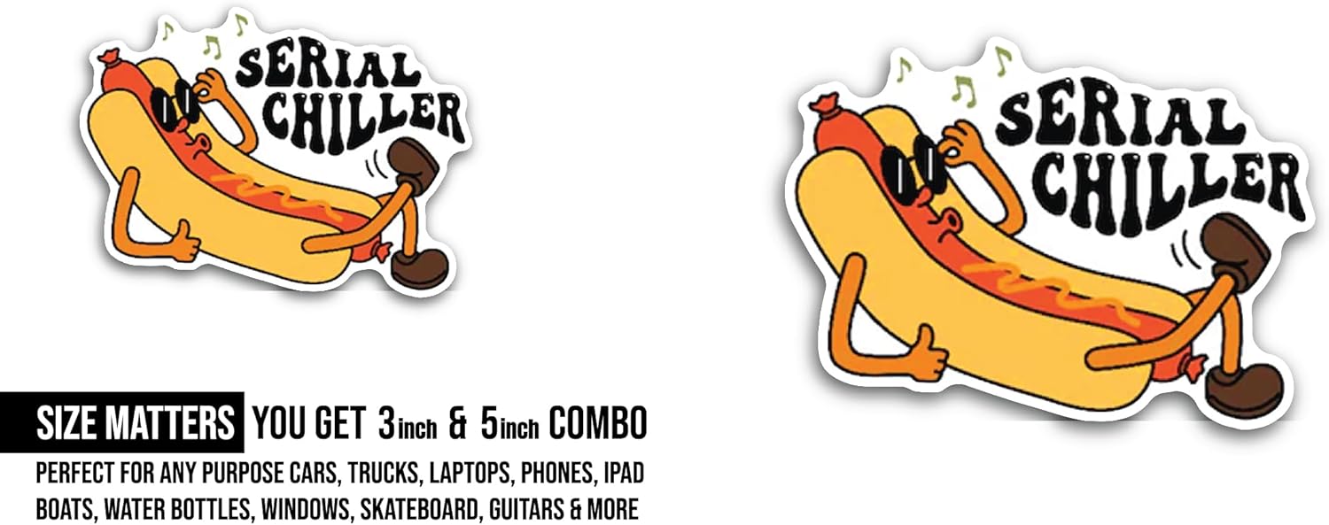 2 (Pieces) 3" and 5" Serial Chiller Sticker, Waterproof Vinyl Decals for Many Purpose Like Cars, Trucks, Laptops, Phones, Windows and More