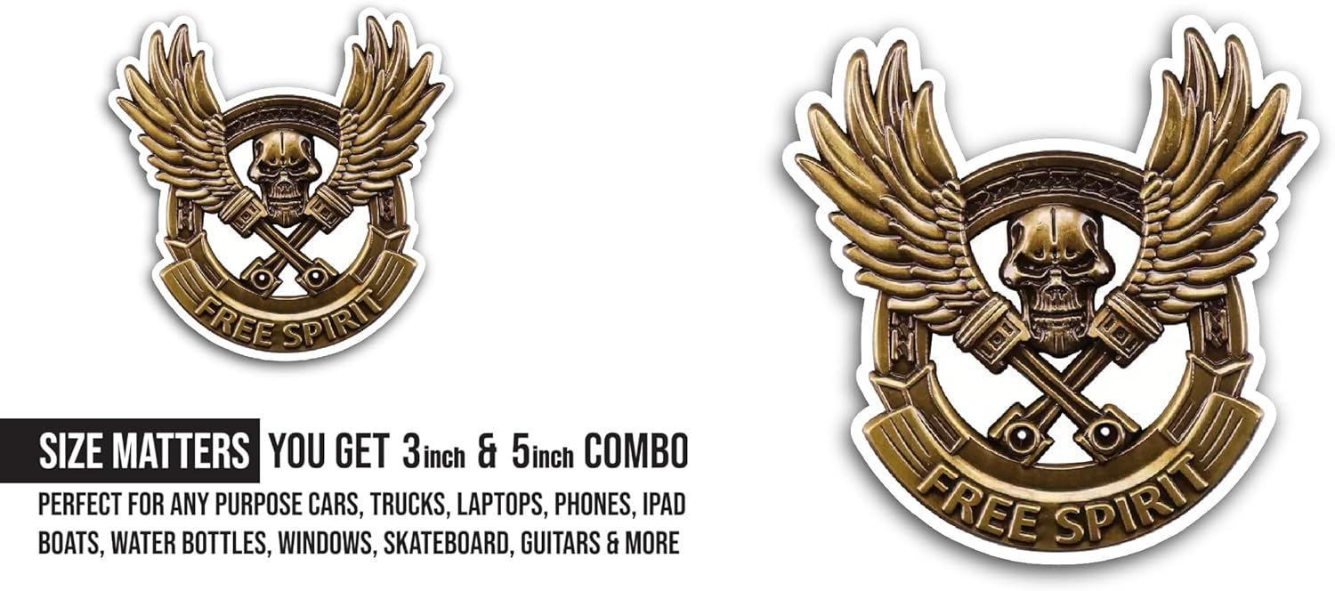 2 (Pieces) 3" and 5" Free Spirit Sticker, Waterproof Vinyl Decals for Many Purpose Like Cars, Trucks, Laptops, Phones, Windows and More