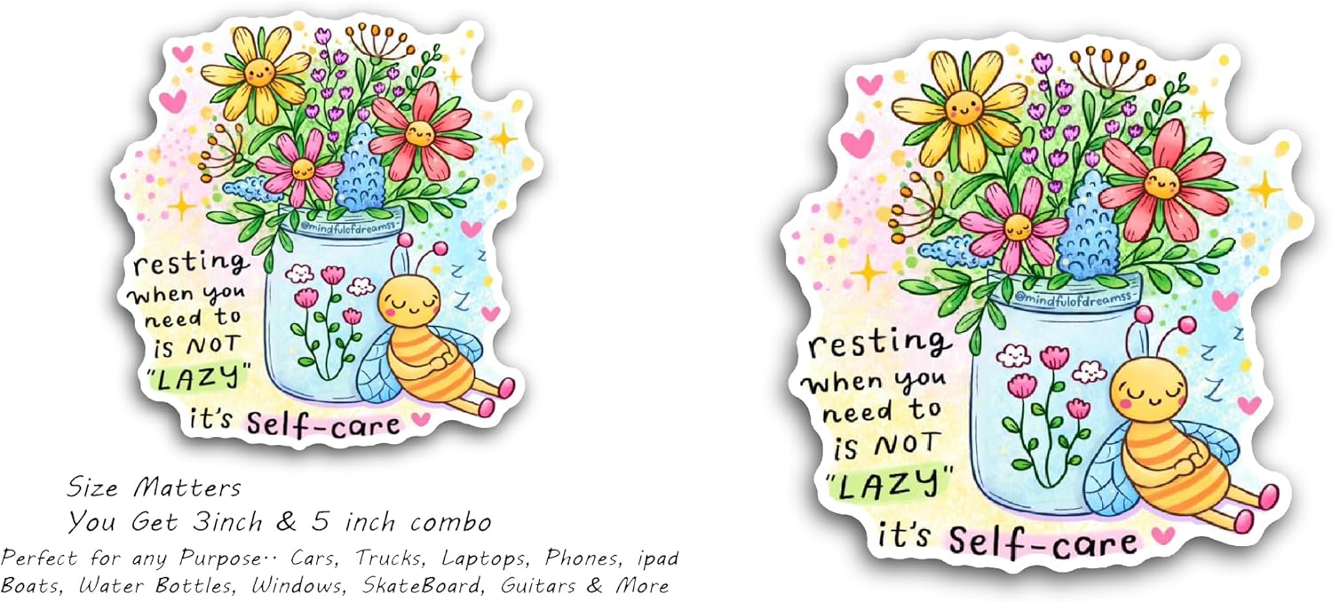 2 (Pieces) 3" and 5" Flower Vase Drawing Sticker, Waterproof Vinyl Decals for Many Purpose Like Cars, Trucks, Laptops, Phones, Windows and More