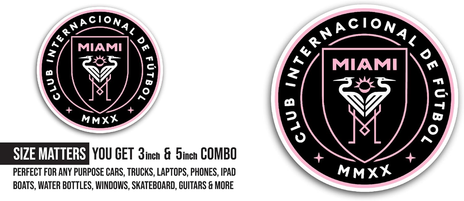 2 (Pieces) 3" and 5" Inter M1ami Sticker, Waterproof Vinyl Decals for Many Purpose Like Cars, Trucks, Laptops, Phones, Windows and More