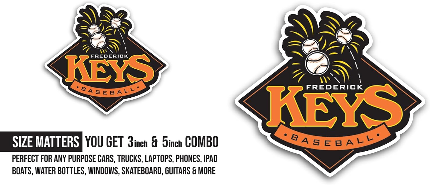 2 (Pieces) 3" and 5" Freder1ck Baseball Logo Decal Sticker, Waterproof Vinyl Decals for Many Purpose Like Cars, Trucks, Laptops, Phones, Windows and More