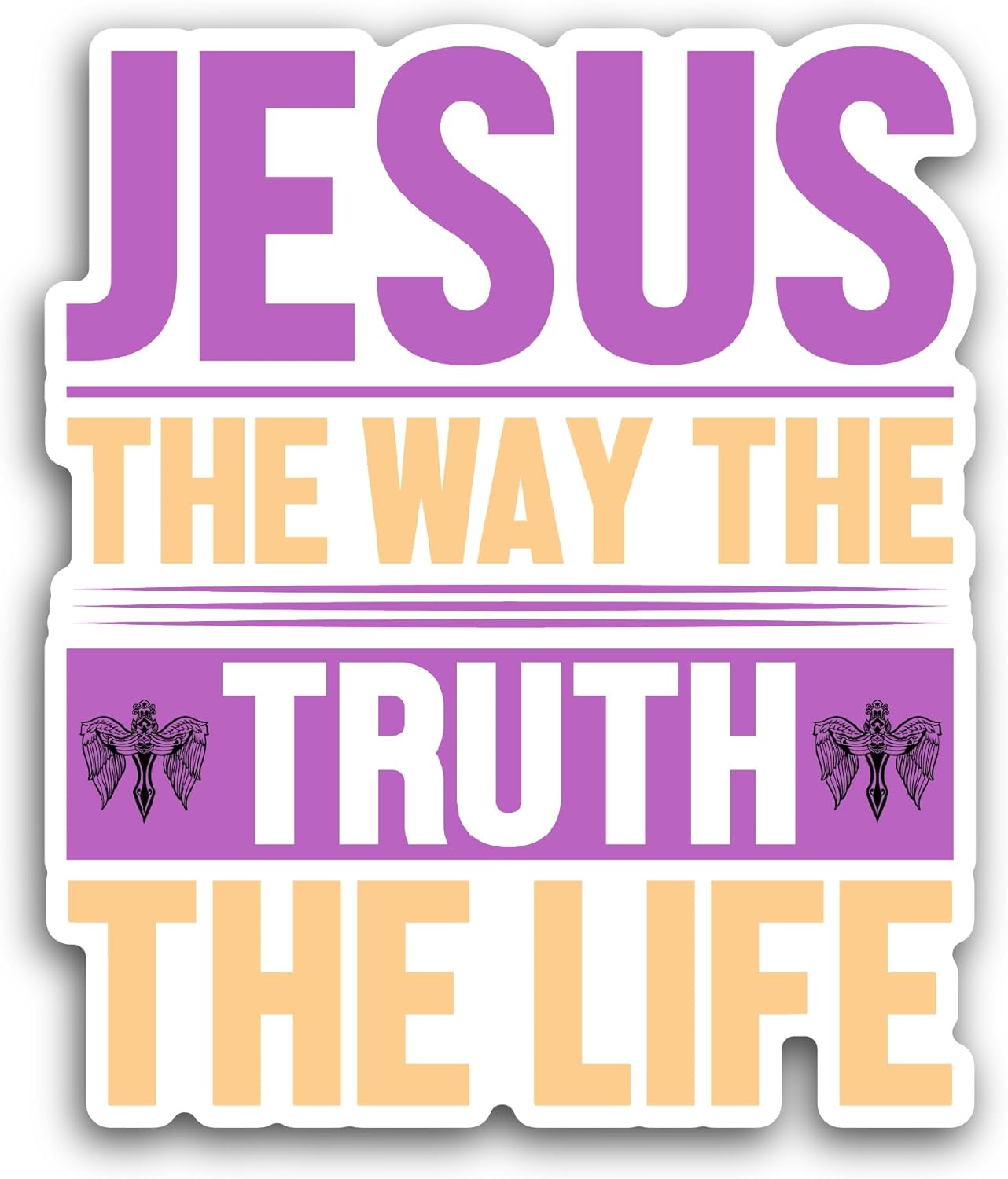 2 (Pieces) 3" and 5" Jesus The Way The Truth TextSticker, Waterproof Vinyl Decals for Many Purpose Like Cars, Trucks, Laptops, Phones, Windows and More