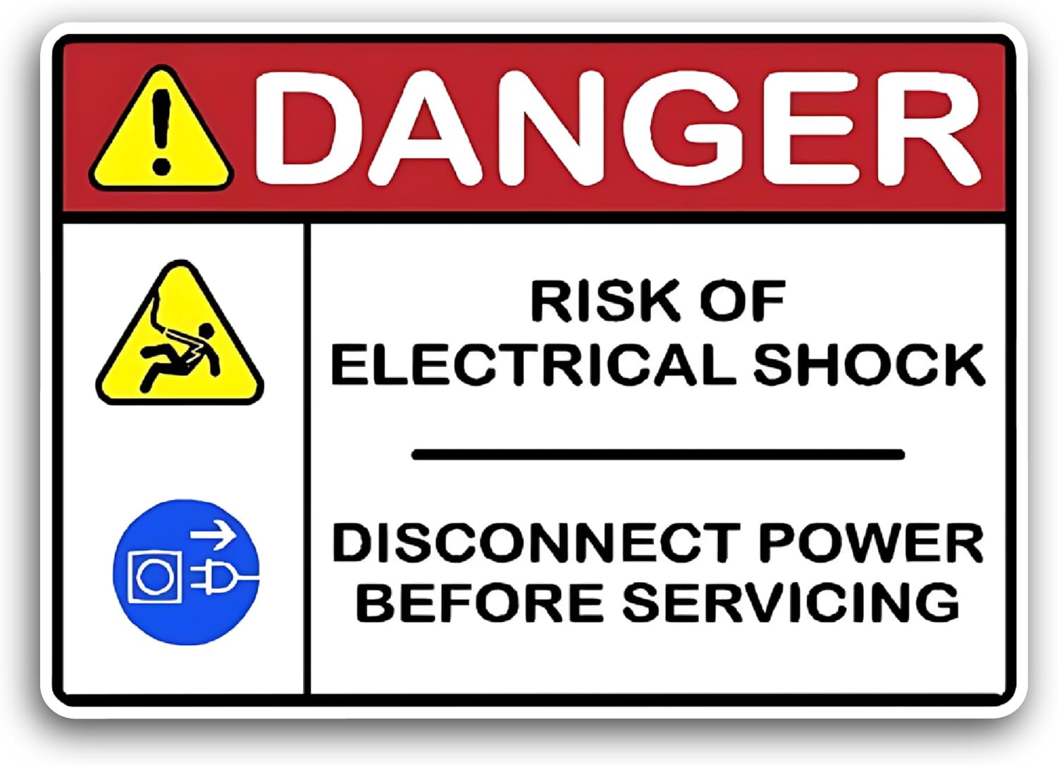 2 (Pieces) 3" and 5" Danger Risk of Electrical Shock Sticker, Waterproof Vinyl Decals for Many Purpose Like Cars, Trucks, Laptops, Phones, Windows...