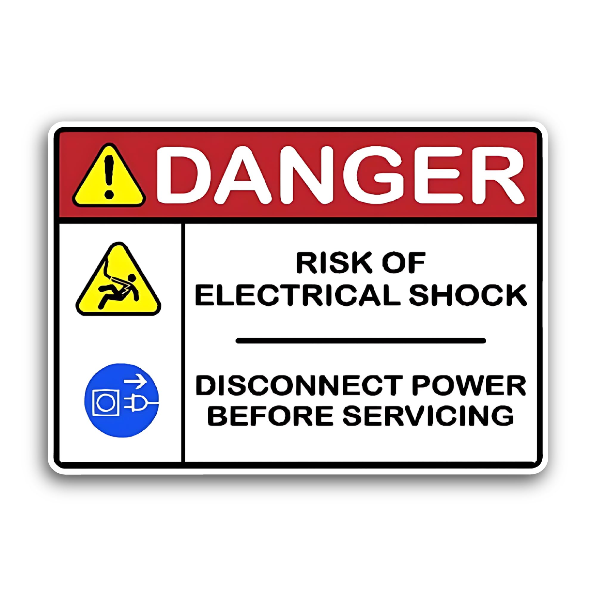2 (Pieces) 3" and 5" Danger Risk of Electrical Shock Sticker, Waterproof Vinyl Decals for Many Purpo