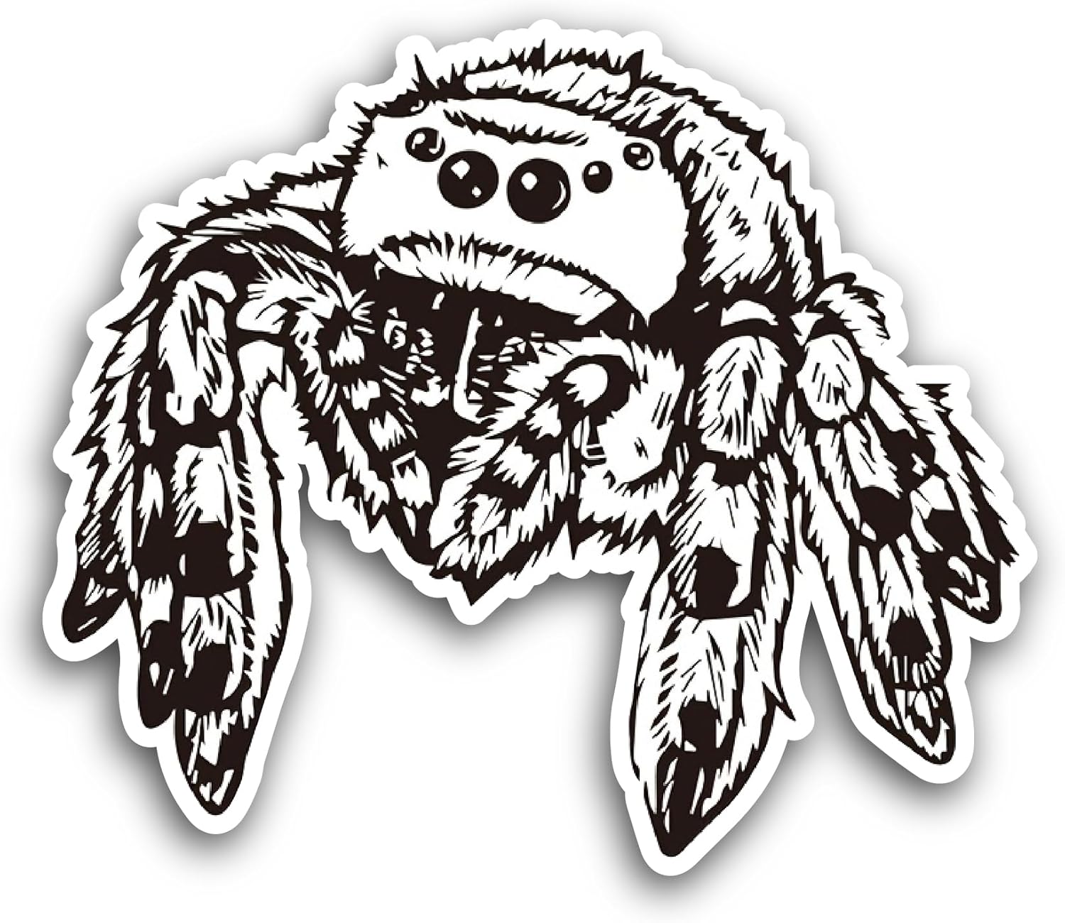 2 (Pieces) 3" and 5" Jumping Spider Sticker, Waterproof Vinyl Decals for Many Purpose Like Cars, Trucks, Laptops, Phones, Windows and More
