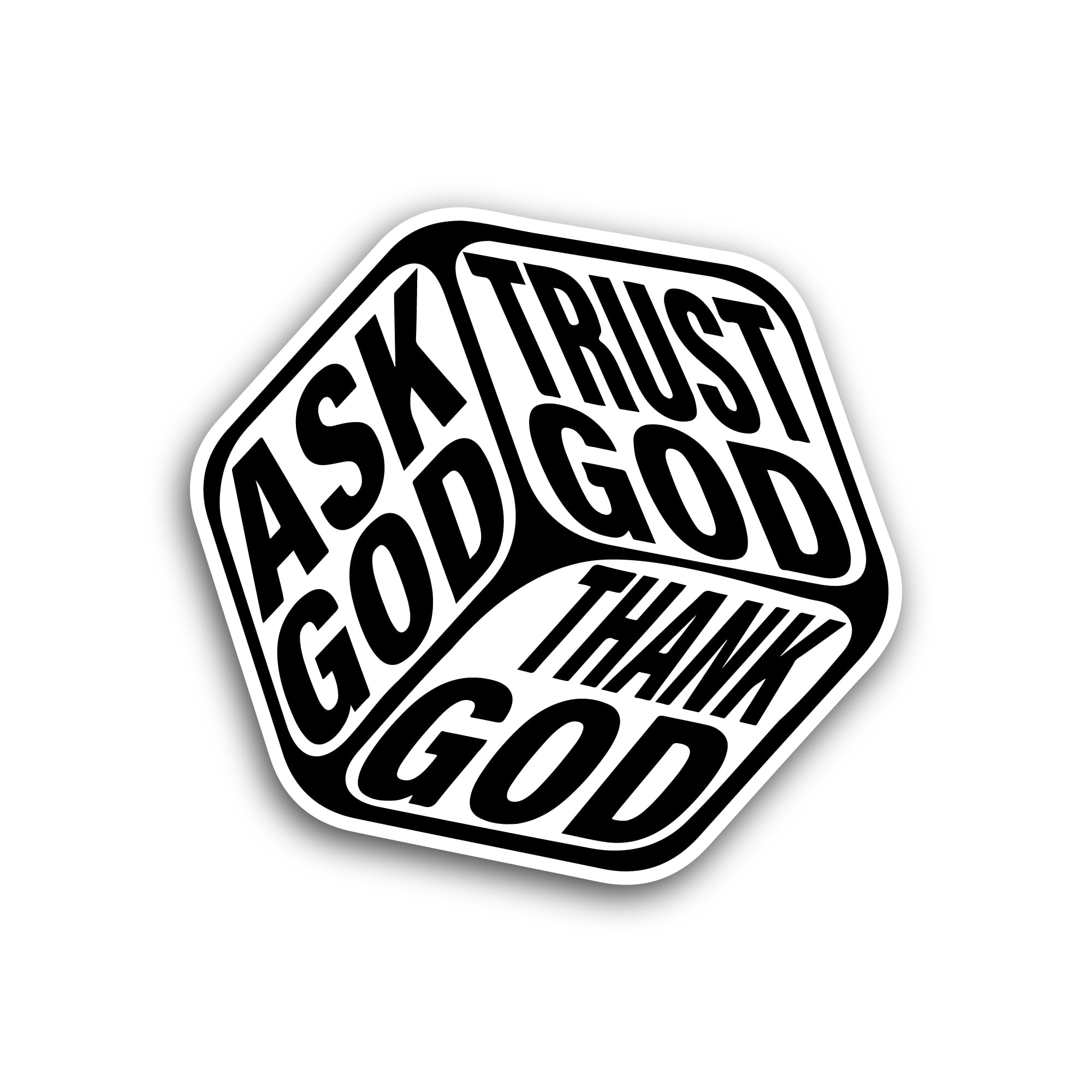 2 (Pieces) 3" and 5" Ask God Trust God Text Sticker, Waterproof Vinyl Decals for Many Purpose Like C