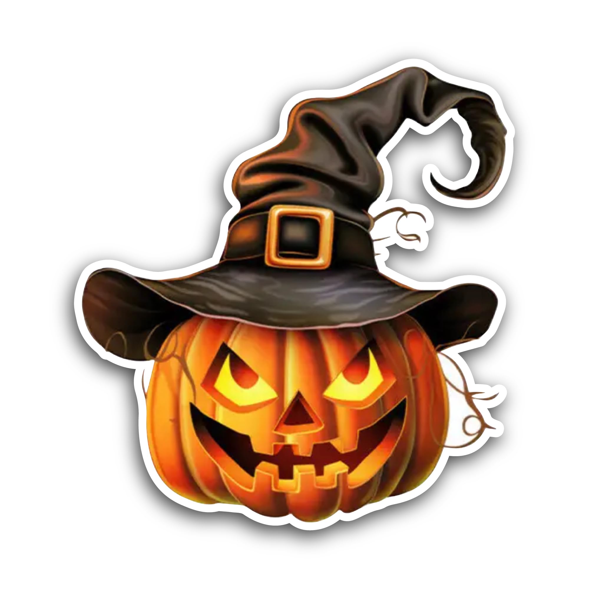 2 (Pieces) 3" and 5" Halloween Pumpkin with Witch Hat Sticker, Waterproof Vinyl Decals for Many Purp
