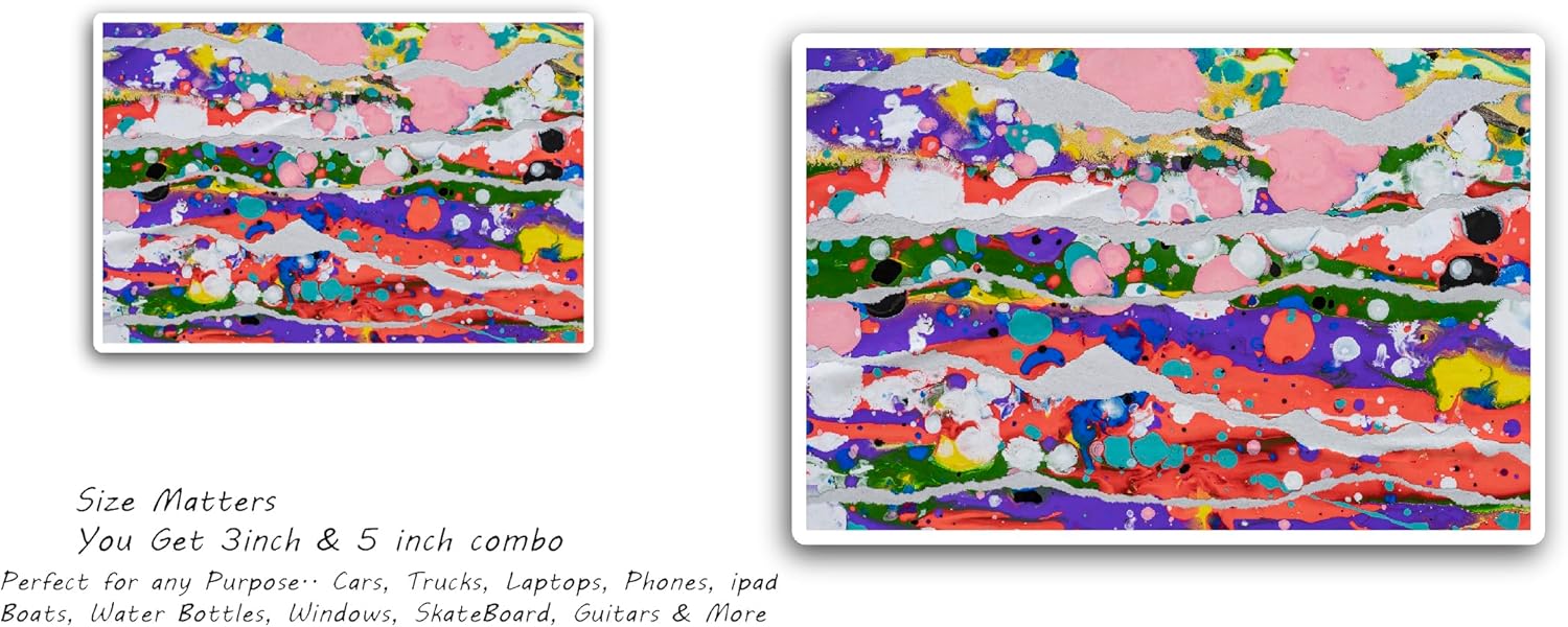 2 (Pieces) 3" and 5" Multiple Colors Canvas Sticker, Waterproof Vinyl Decals for Many Purpose Like Cars, Trucks, Laptops, Phones, Windows and More