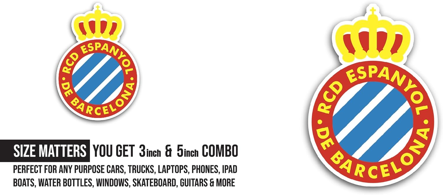 2 (Pieces) 3" and 5" RCD Espany0l Sticker, Waterproof Vinyl Decals for Many Purpose Like Cars, Trucks, Laptops, Phones, Windows and More