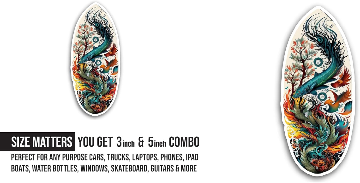 2 (Pieces) 3" and 5" Variety of Water Animals Art Sticker, Waterproof Vinyl Decals for Many Purpose Like Cars, Trucks, Laptops, Phones, Windows and More