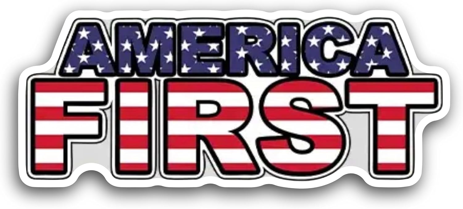 2 (Pieces) 3" and 5" America First Decal Sticker, Waterproof Vinyl Decals for Many Purpose Like Cars, Trucks, Laptops, Phones, Windows and More