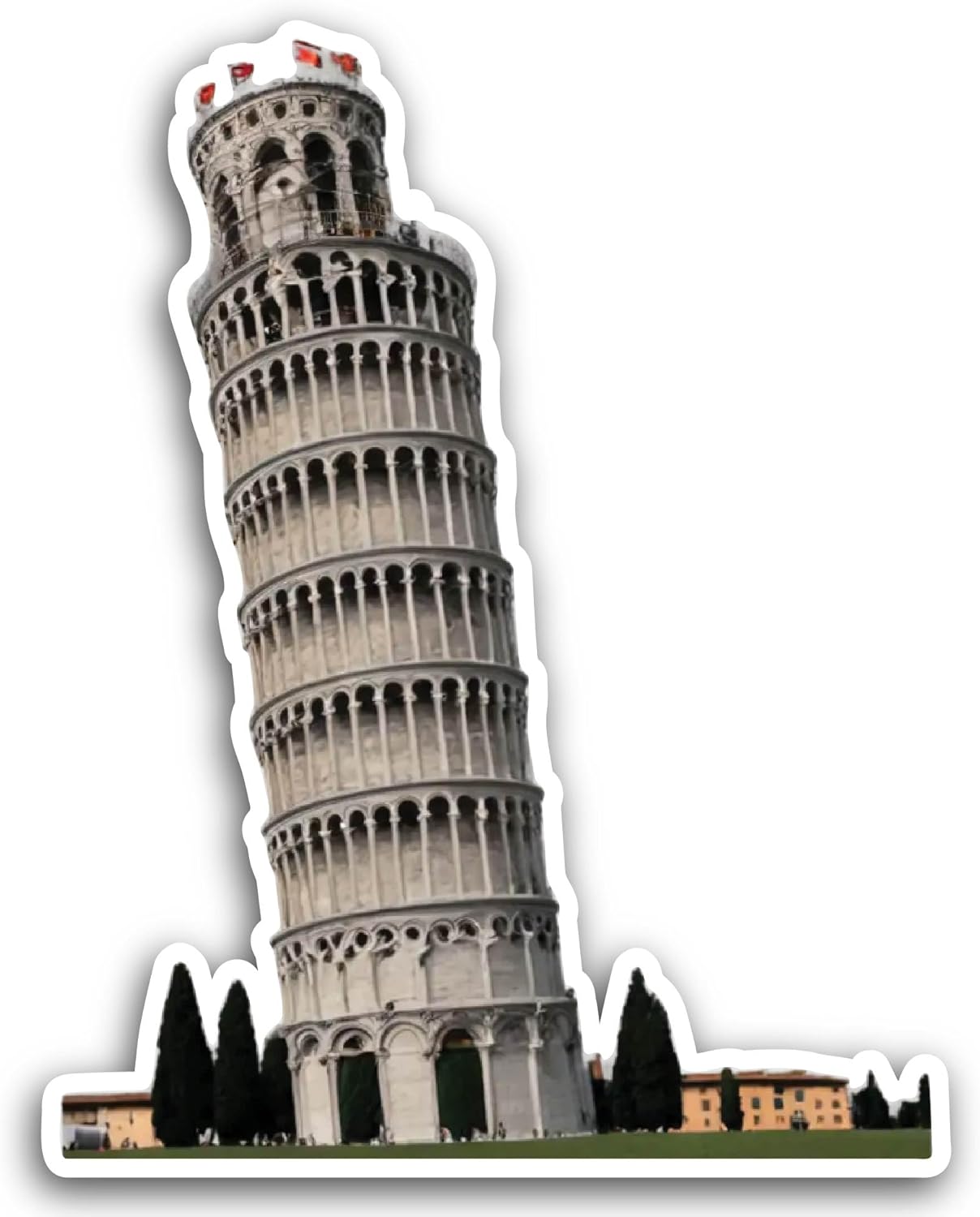 2 (Pieces) 3" and 5" Leaning Tower of Pisa Art Sticker, Waterproof Vinyl Decals for Many Purpose Like Cars, Trucks, Laptops, Phones, Windows and More