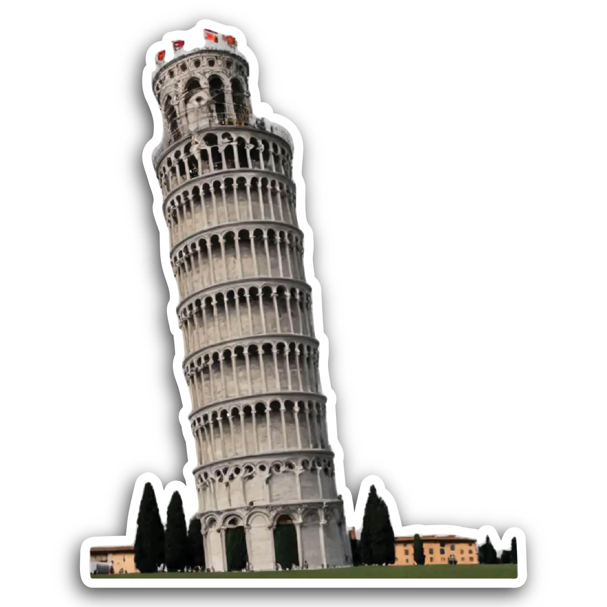 2 (Pieces) 3" and 5" Leaning Tower of Pisa Art Sticker, Waterproof Vinyl Decals for Many Purpose Lik