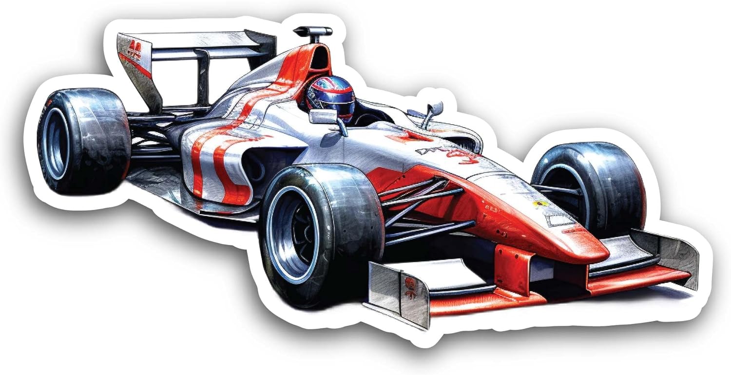 2 (Pieces) 3" and 5" Race Car Sticker, Waterproof Vinyl Decals for Many Purpose Like Cars, Trucks, Laptops, Phones, Windows and More