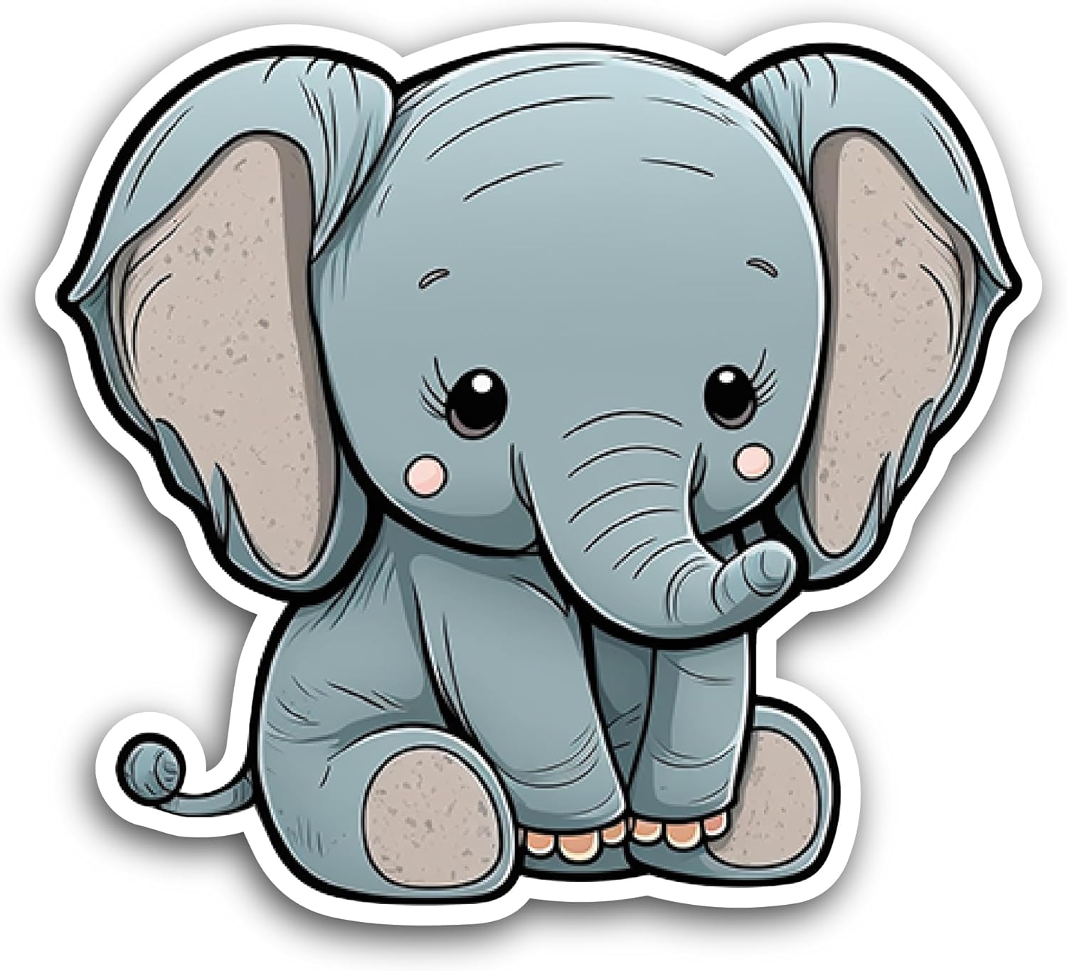 2 (Pieces) 3" and 5" Cartoon Elephant Sticker, Waterproof Vinyl Decals for Many Purpose Like Cars, Trucks, Laptops, Phones, Windows and More