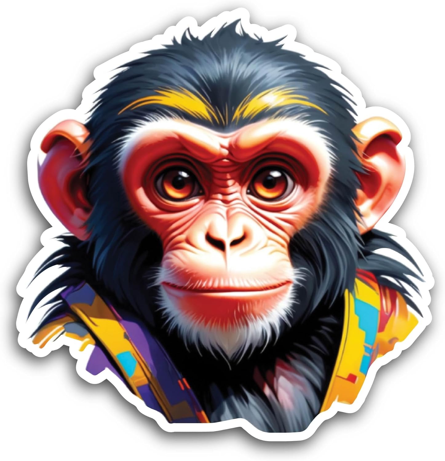 2 (Pieces) 3" and 5" Chimpanzee Sticker, Waterproof Vinyl Decals for Many Purpose Like Cars, Trucks, Laptops, Phones, Windows and More