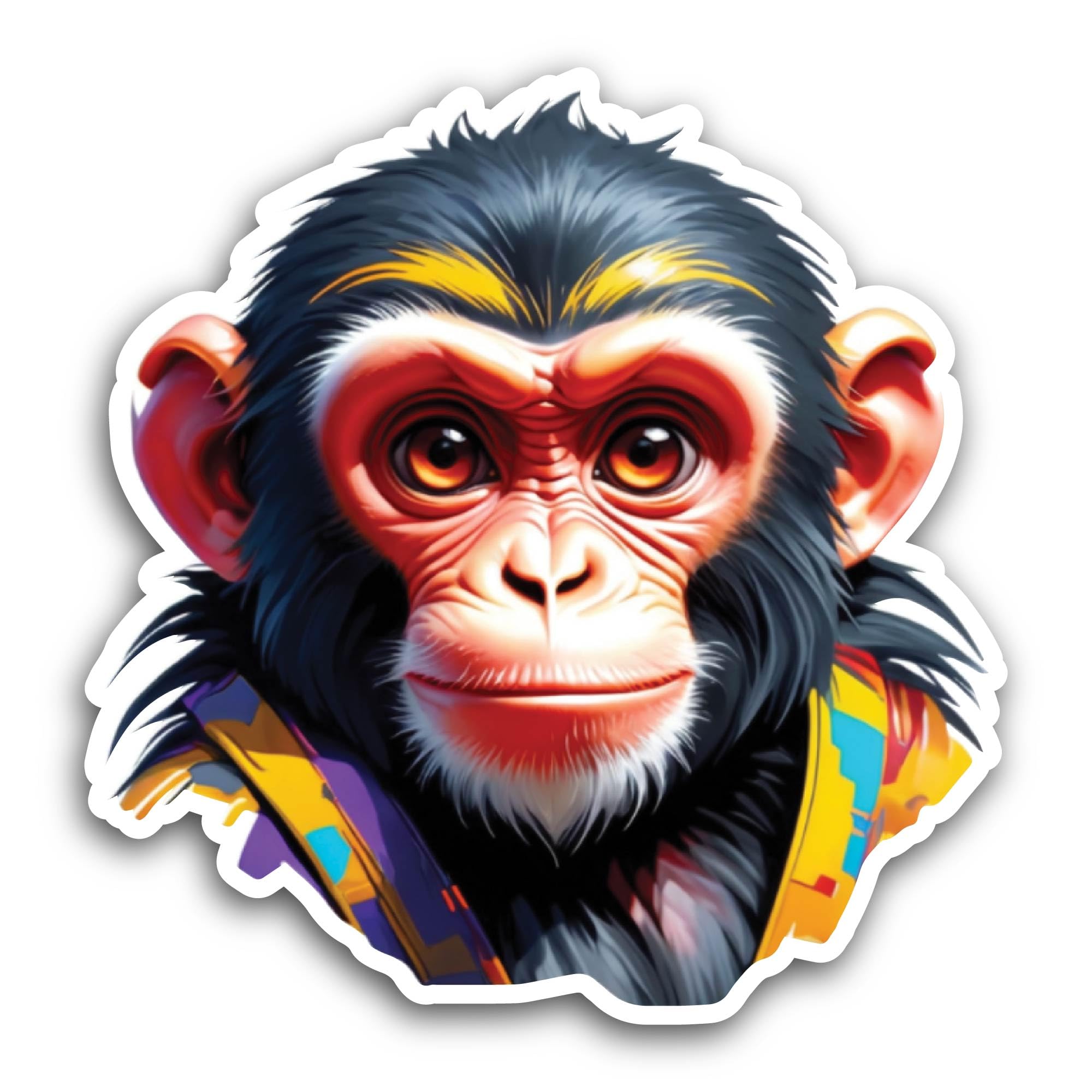 2 (Pieces) 3" and 5" Chimpanzee Sticker, Waterproof Vinyl Decals for Many Purpose Like Cars, Trucks,