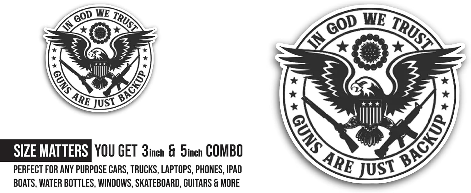 2 (Pieces) 3" and 5" in God Sticker, Waterproof Vinyl Decals for Many Purpose Like Cars, Trucks, Laptops, Phones, Windows and More