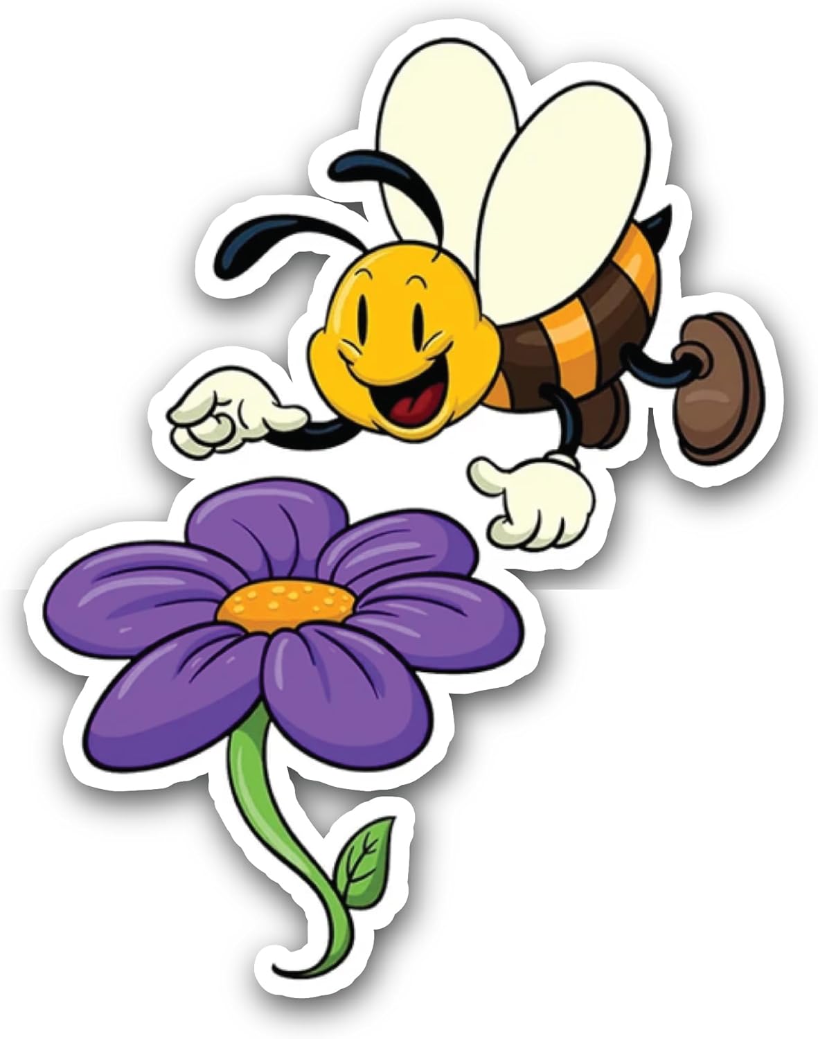 2 (Pieces) 3" and 5" Smiling Bee with Flower Sticker, Waterproof Vinyl Decals for Many Purpose Like Cars, Trucks, Laptops, Phones, Windows and More