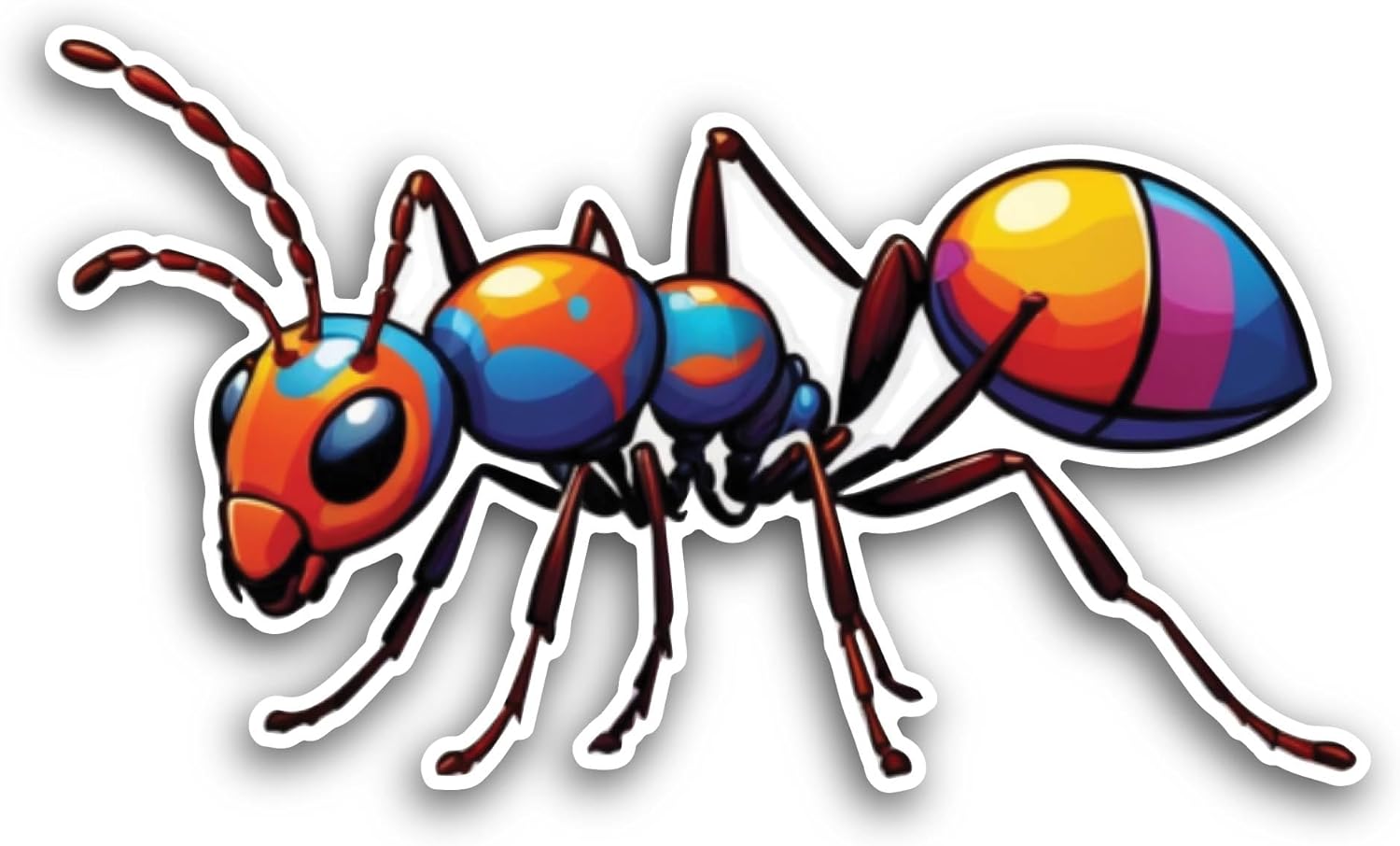 2 (Pieces) 3" and 5" Colorful Ant Sticker, Waterproof Vinyl Decals for Many Purpose Like Cars, Trucks, Laptops, Phones, Windows and More