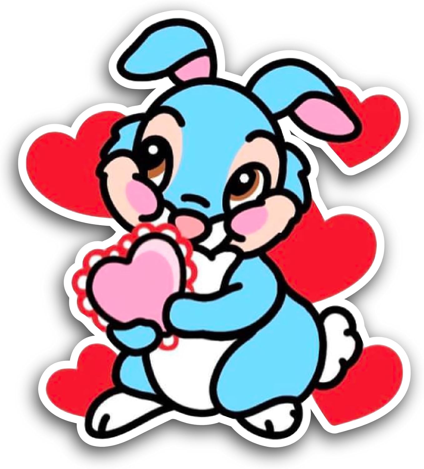 2 (Pieces) 3" and 5" Bunny Cartoon Sticker, Waterproof Vinyl Decals for Many Purpose Like Cars, Trucks, Laptops, Phones, Windows and More
